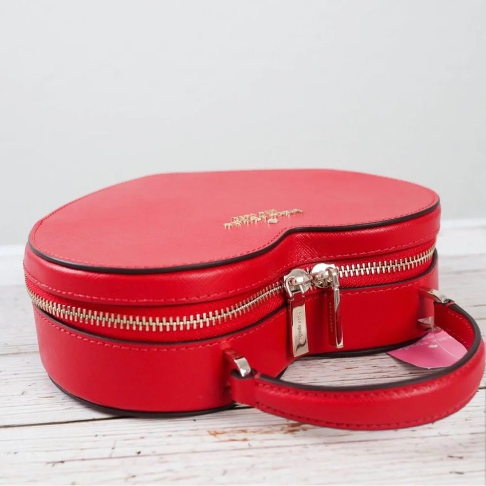 NWT Kate Spade Love Shack Heart Crossbody Purse Leather Candied Cherry Red - Picture 8 of 12